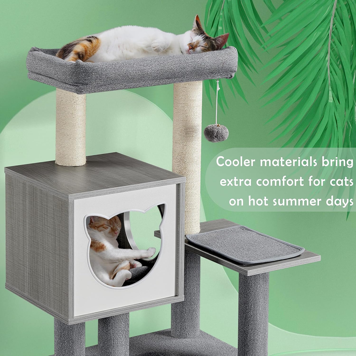 WoodbellmuYaheetech 52in Cat Perch Furniture Tree Cat Tower Soft Condo