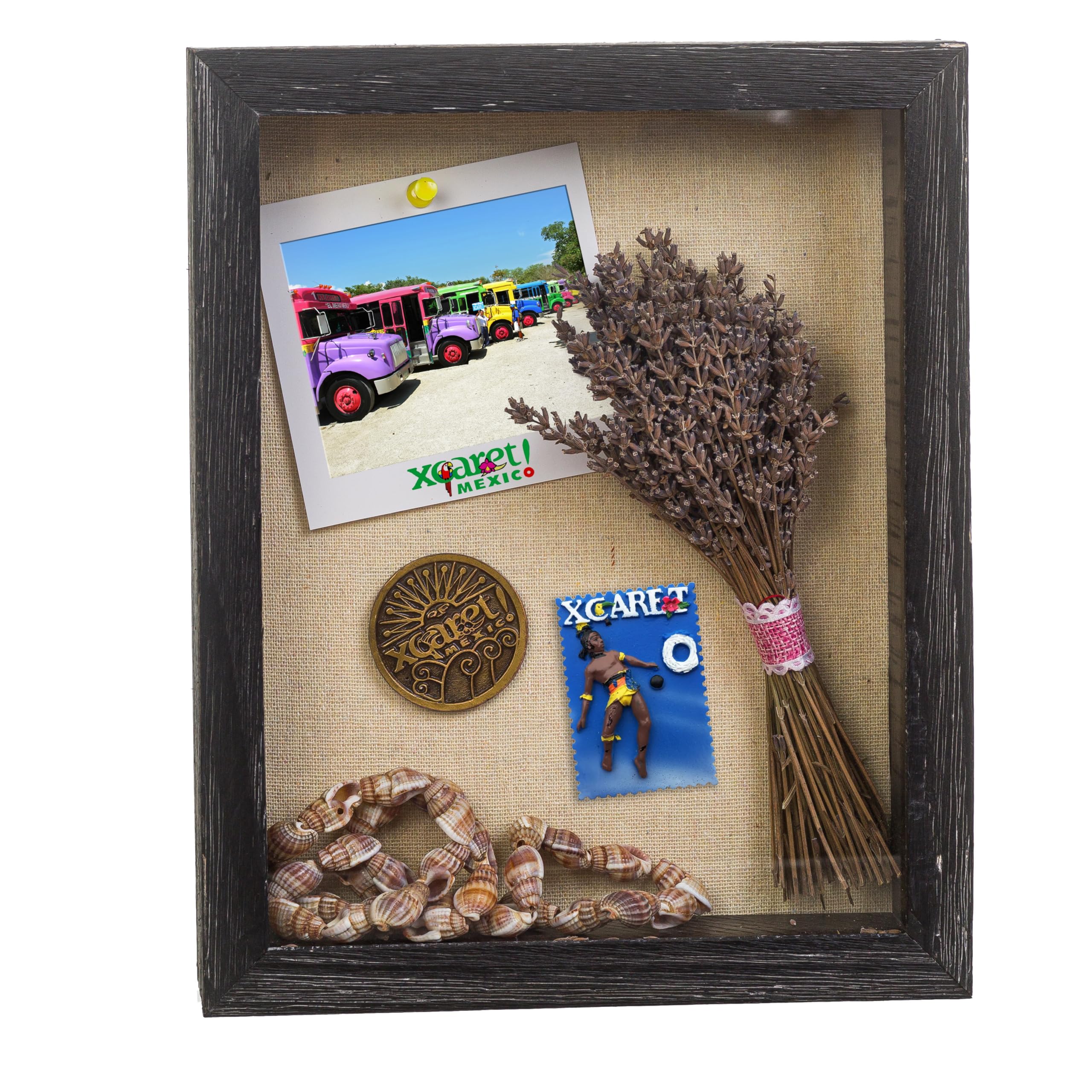 Shadow Box Picture Frame 12x16 Natural Wood Display Case with Linen Back for Memorabilia, Pins, Awards, Medals, Tickets and Photos - Charcoal