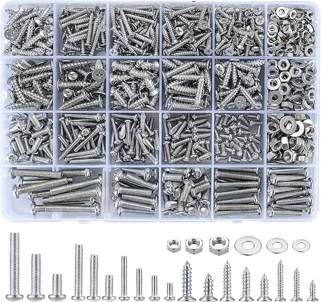 Screw Bolts and Nuts Set, M3 M4 M5 Stainless Steel Machine Screw and Nuts and Bolts Kit, Self Tapping Hex Socket Cap Head Bolts Screws with Washers for Industrial Household Electronic DIY