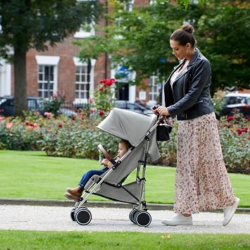 Ickle Bubba Discovery Lightweight Stroller & Pushchair (Black/Rose Gold) | Compact Folding Travel Stroller, One-Hand Recline, UPF50+ Hood, Rain Cover, 6 Months to 22kg