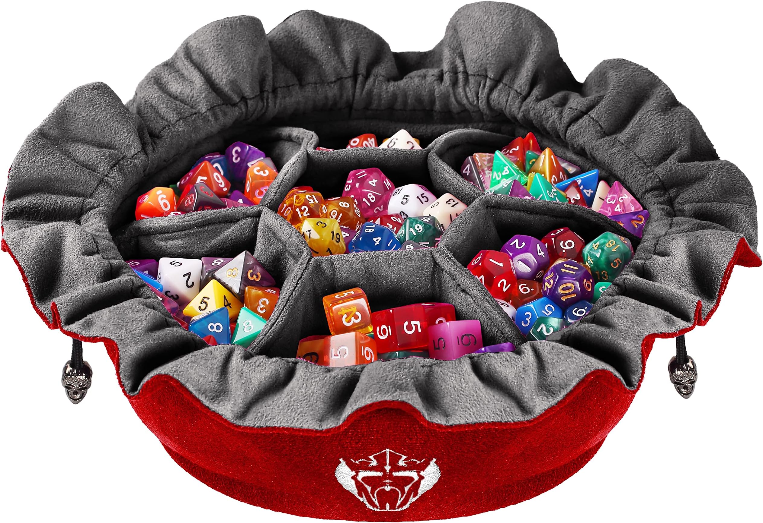 CardKingPro Immense Dice Bags with Pockets - Red - Capacity 150+ Dice - Great Organizer for Dice Hoarders, Perfect for Dungeons and Dragons [Patented Design]