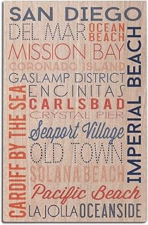San Diego, California, Typography Birch Wood Wall Sign (12x18 Rustic Home Decor, Ready to Hang Art)