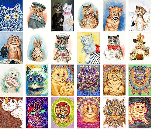 Miniatura 8 de PIXILUV Tarjetas postales vintage (24 piezas de 4 x 6 pulgadas cada una) Secret Life of Cats Tarjetas de felicitación retro, reimpresión