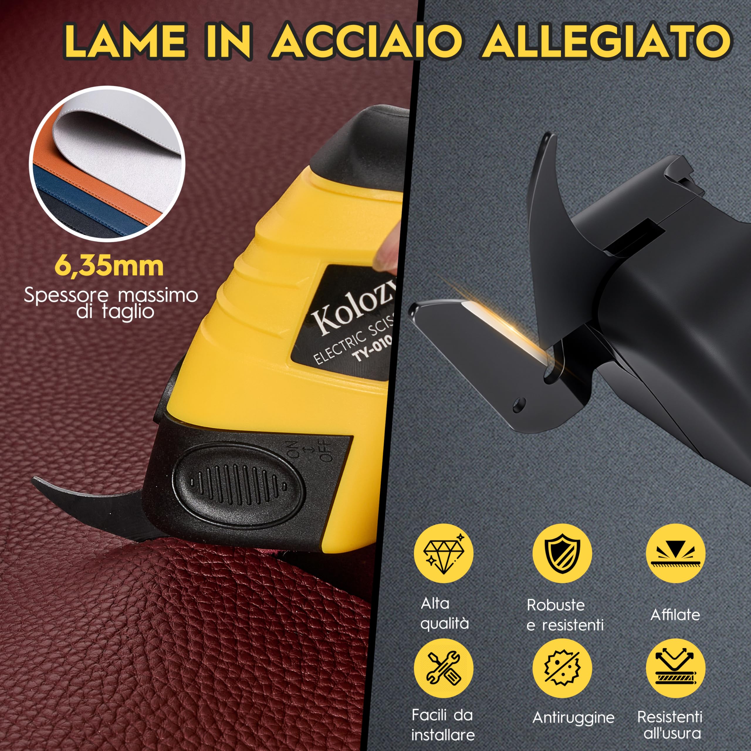 Forbici Elettriche Cutter 4V Ricaricabile 2500mAh 10000RPM 2 lame Taglio Cartone Pelle Plastica Moquette