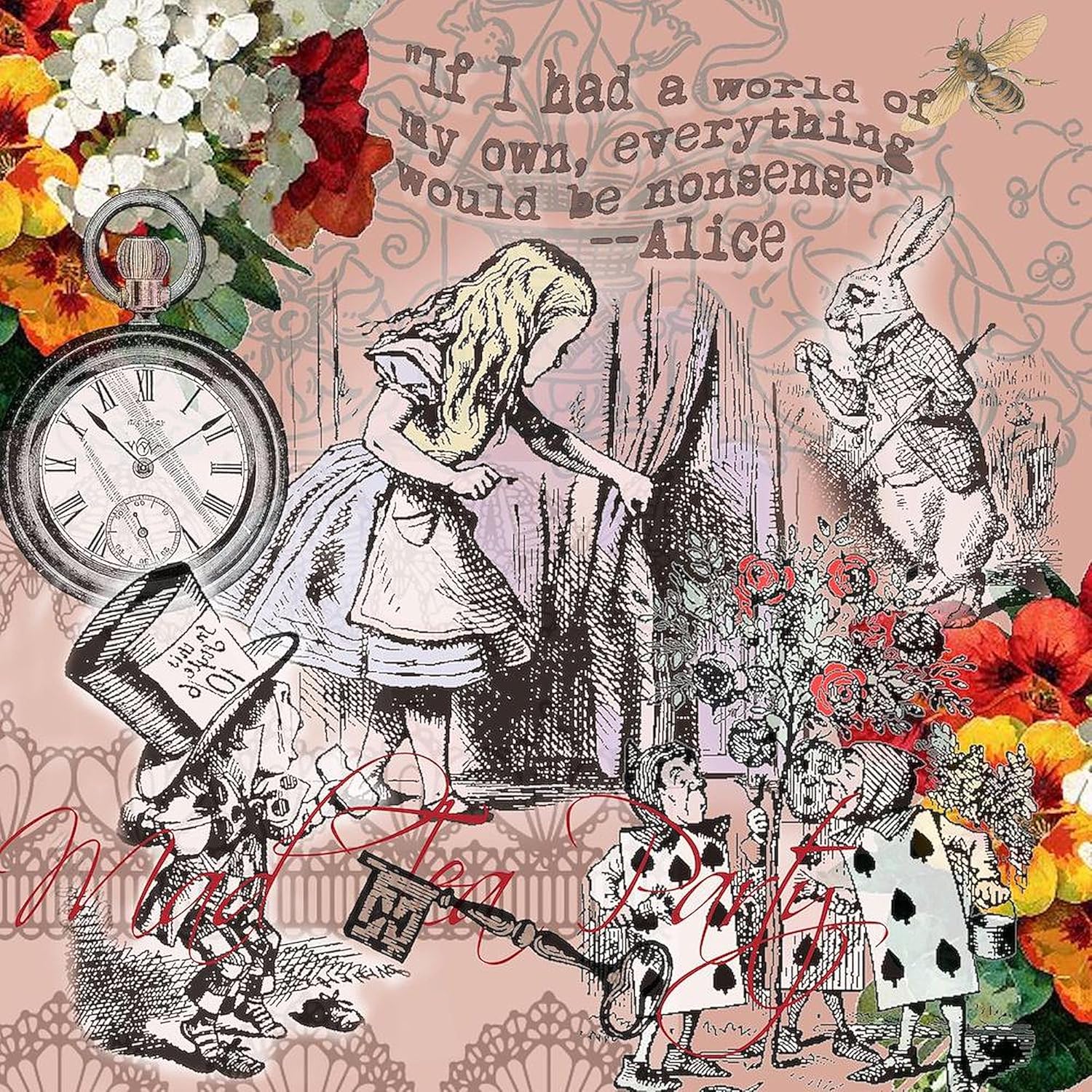 CafePress Alice in Wonderland Vintage Adventures Sherpa Fle Sherpa Fleece Throw Blanket 60" L x 50" W