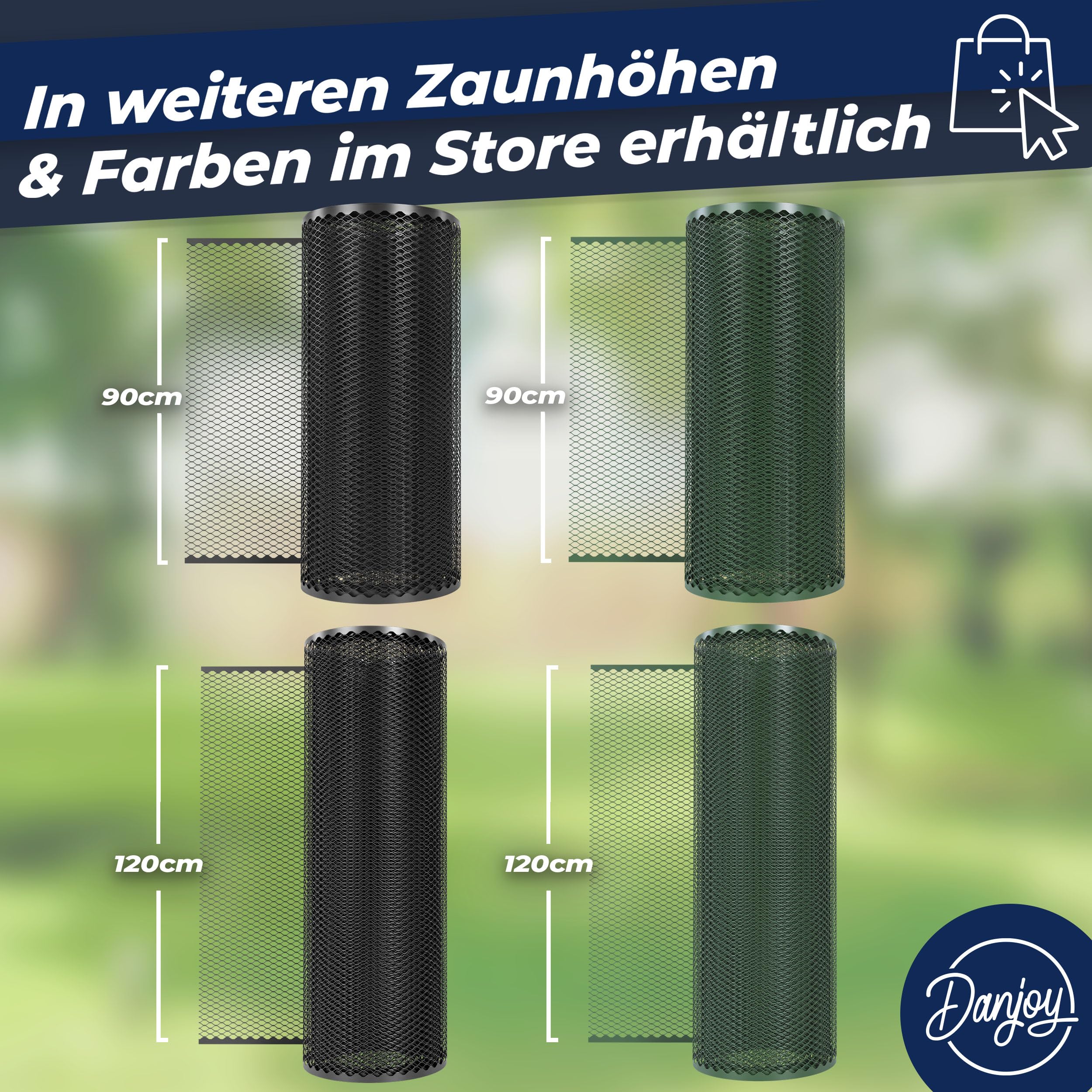 Hühnerzaun I 90cm hoch I 25m lang I Der Zaun für Hunde oder Kleintiere ist besonders engmaschig, stabil - kein Durchhängen I 20x Befestigungen I Hundezaun Garten - Grün