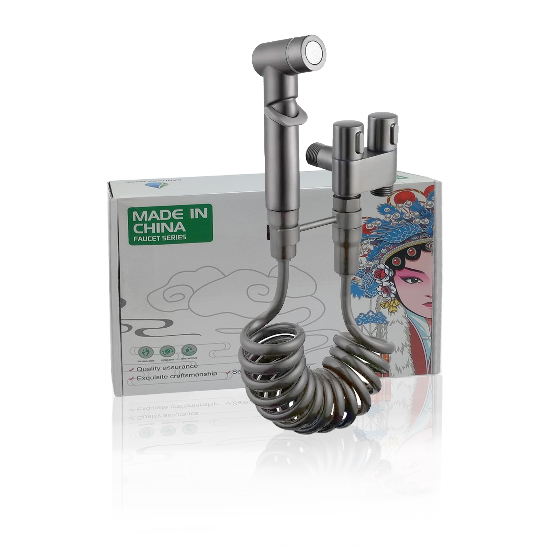 Douchekop Houder Zwart Bidet Handdouche - Dubbele Straal (Regen & Druk) - Messing Met 1.2m Slang & Houder - Voor WC & Hygiëne (Zwart) Wc Pistol Douche