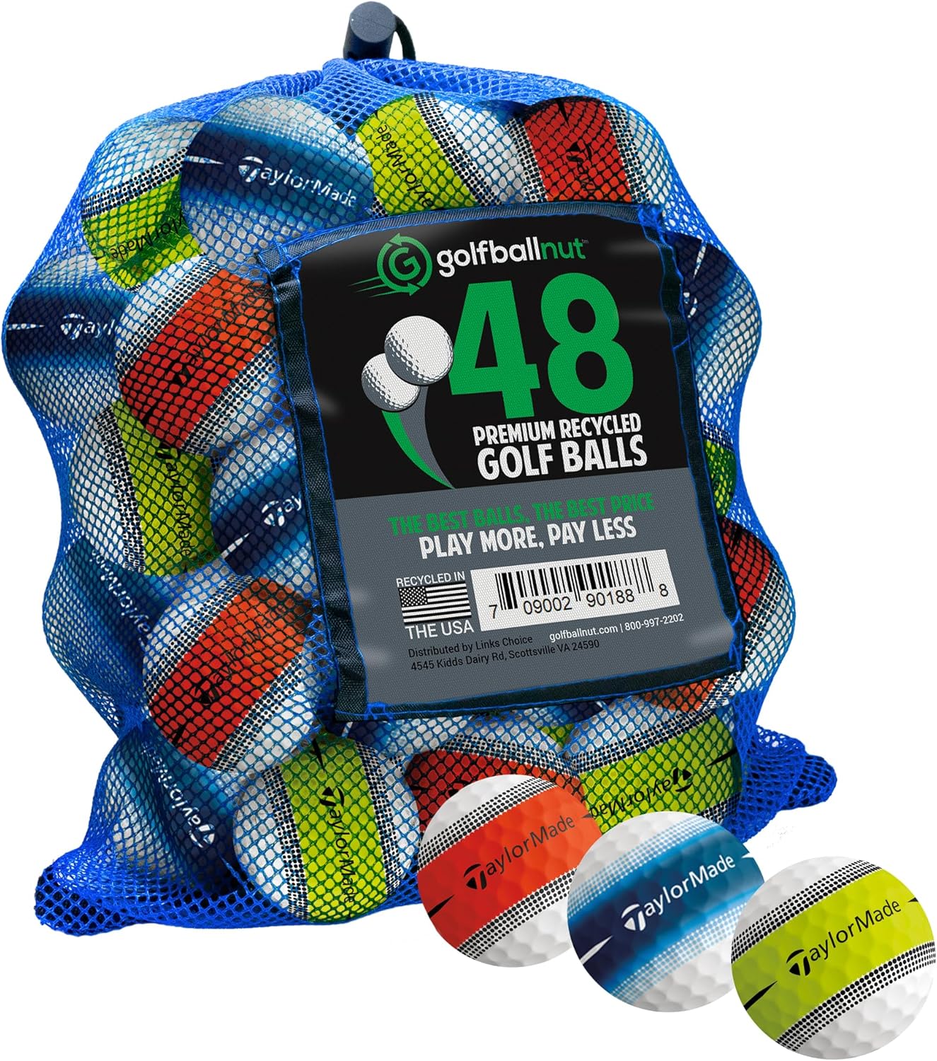 Used and Recycled for Taylormade Tour Response Stripe Mint 5A Choose Color (24 & 48) Golf Balls Mesh Bag Included
