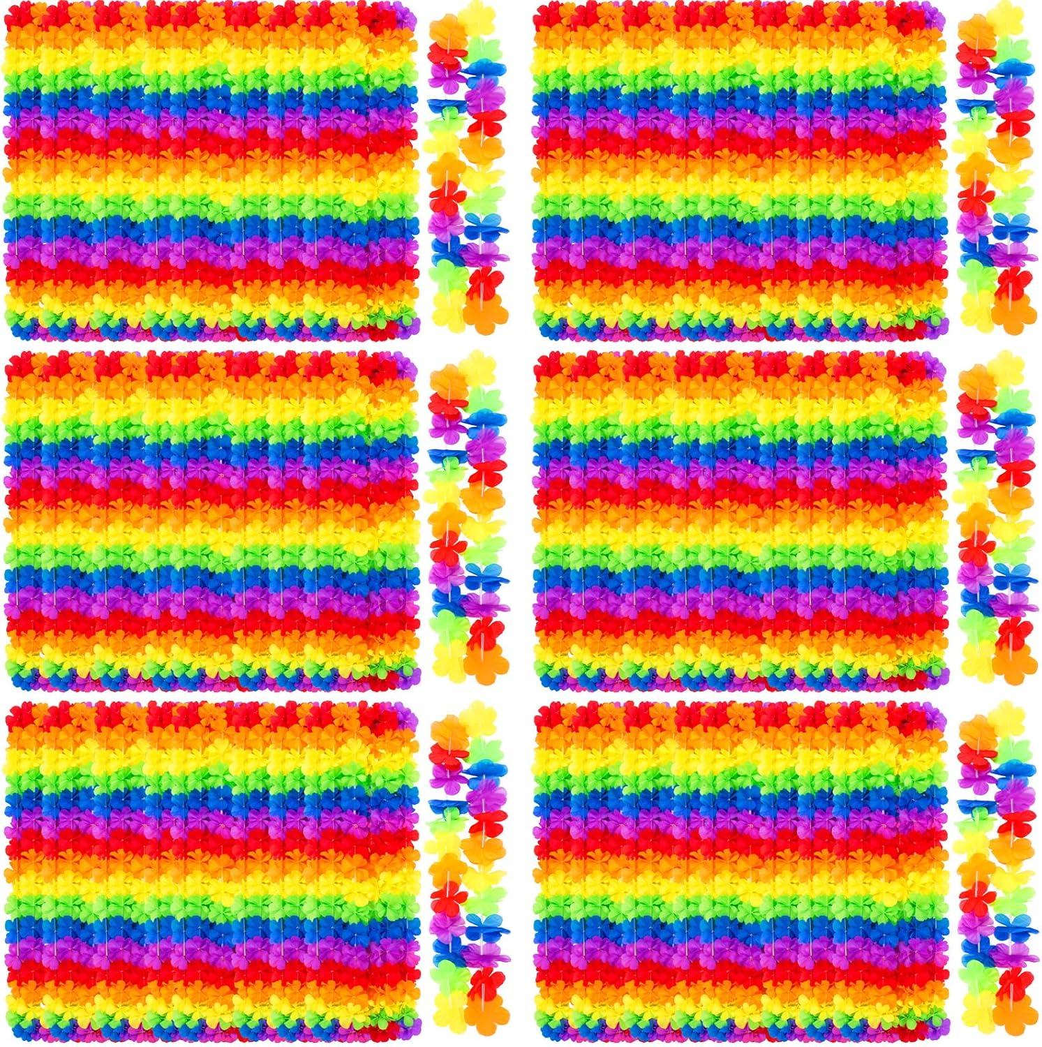 500 Pcs Hawaiian Leis Bulk Luau Leis Necklace Hawaiian Flower Tropical Floral Necklace for Adults Luau Holiday Wedding Beach Birthday Party Supplies Decor Multi Color(Blue)