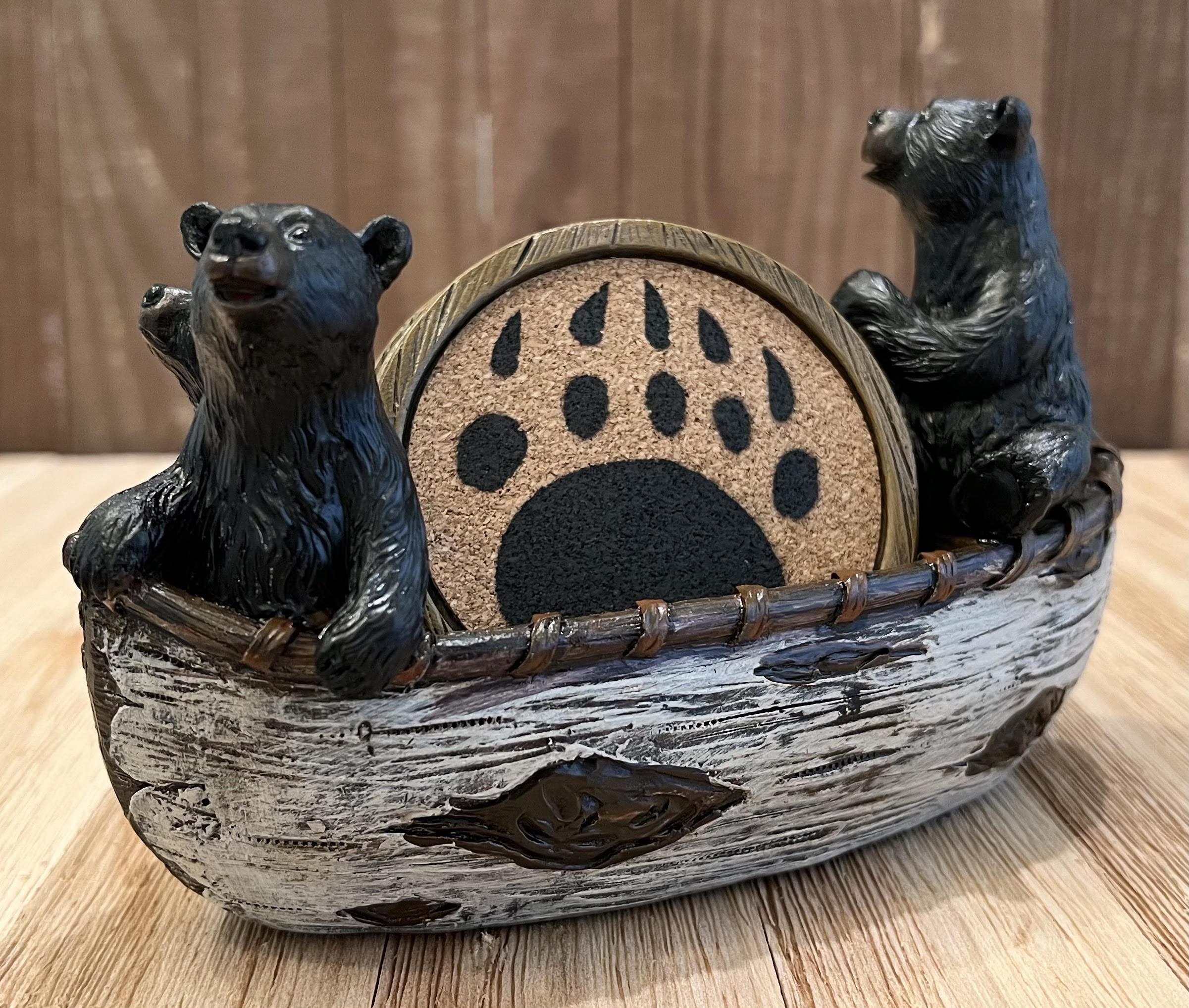 Lot De 3 Dessous De Verre En Forme D'ours Noirs Faits à La