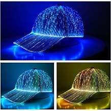 LED Light up Glow Hat, Rechargeable Fiber Optic Luminous Baseball Cap for Christmas Gift Party Festival Dance Rave