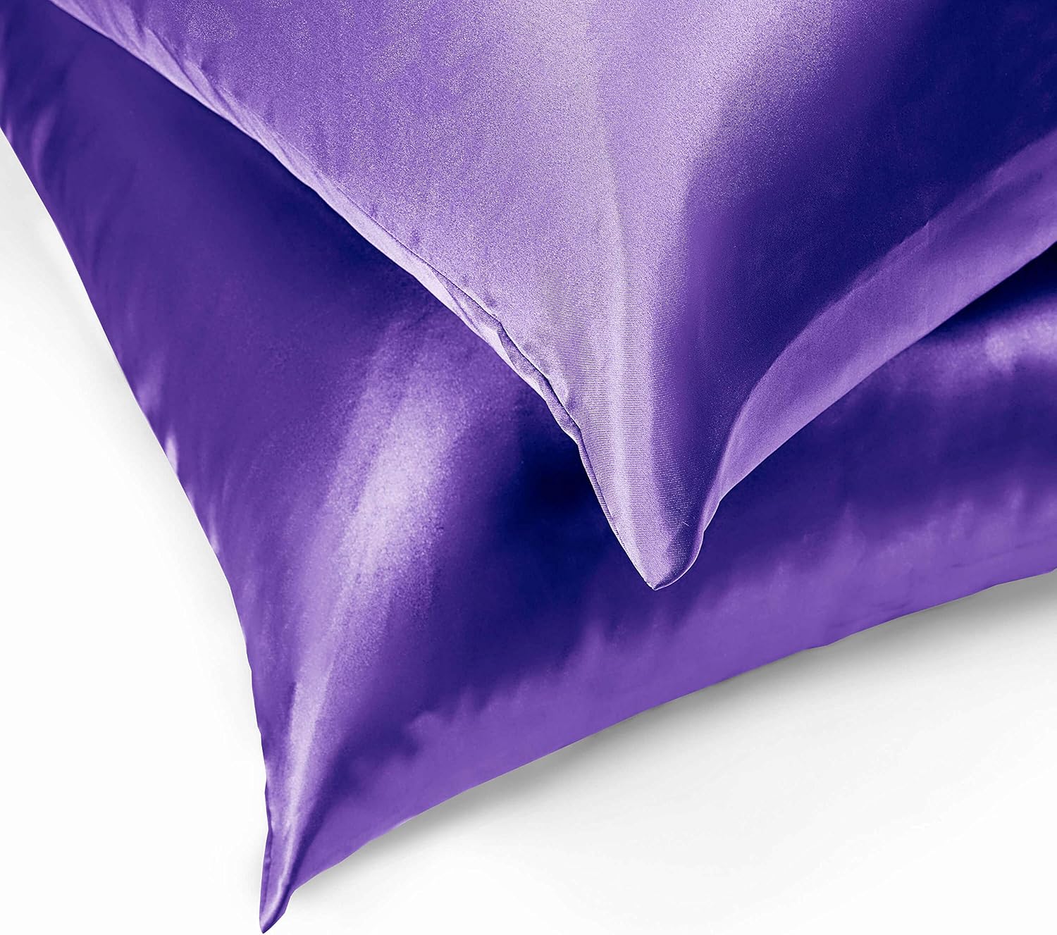 downluxe Soft Satin Pillowcase (2 Pack) - Breathable Pillow Covers for Hair and Skin with Envelope Closure, King(20"x40"), Purple