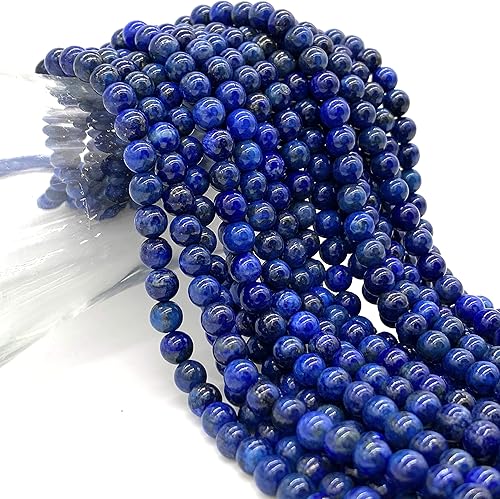 ABCgems Afghanistan Lapislázuli (magnífica inclusión de pirita, dureza Mohs 5.5), diminutas cuentas de energía curativas redondas naturales