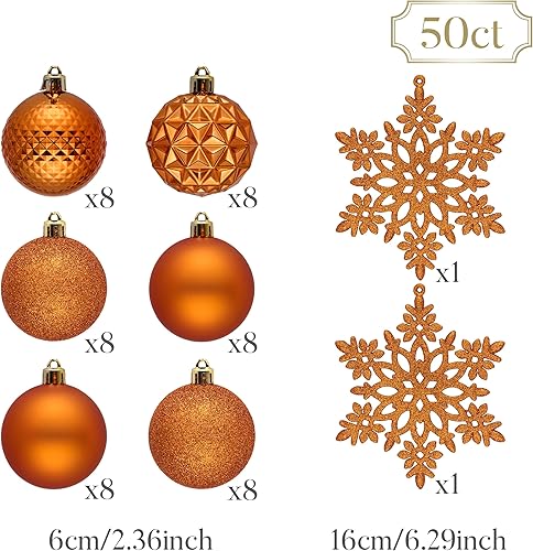 Miniatura 229 de Valery Madelyn Juego de adornos decorativos para árbol de Navidad para otoño, Halloween, 50 unidades de 2.36 pulgadas, rojo, verde y dorado