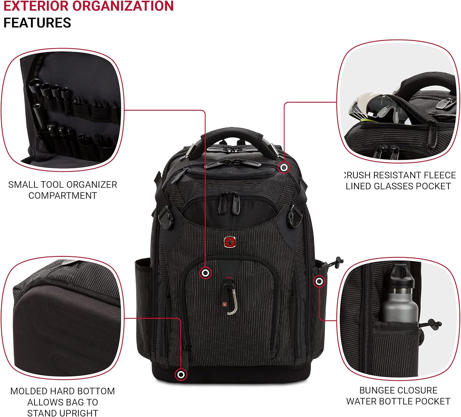 SwissGear Tool Bag Backpack, Fits Up to 17-Inch Laptop, Work Pack PRO, Black - Image 4