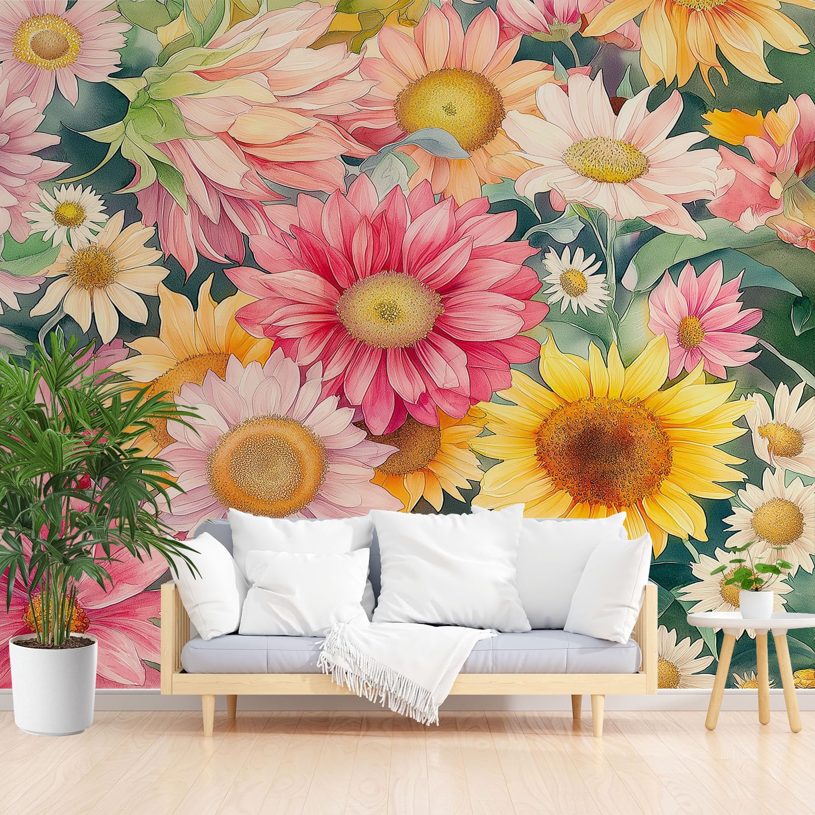 Papier peint panoramique salon décoration murale moderne tapisserie fleur