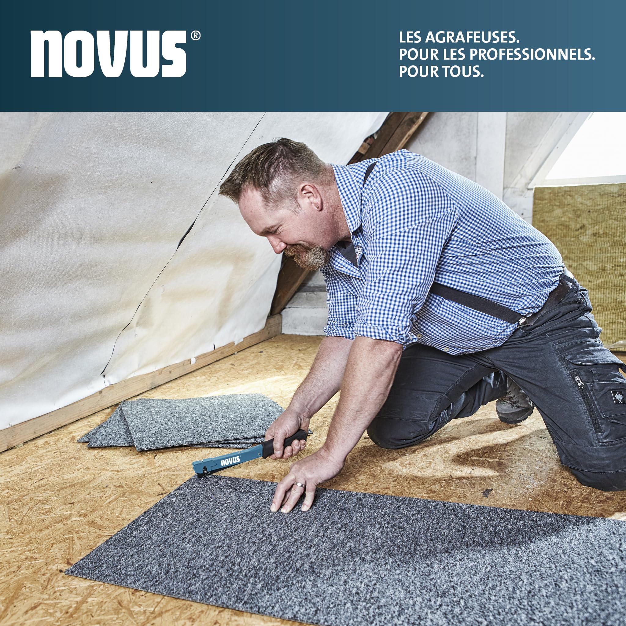 NOVUS TOOLS Agrafeuse marteau J-022 Kit avec 5000 agrafes | Pour agrafes en fil fin de 4 - 6 mm │ Corps robuste en métal avec poignée ergonomique et chargement rapide des agrafes