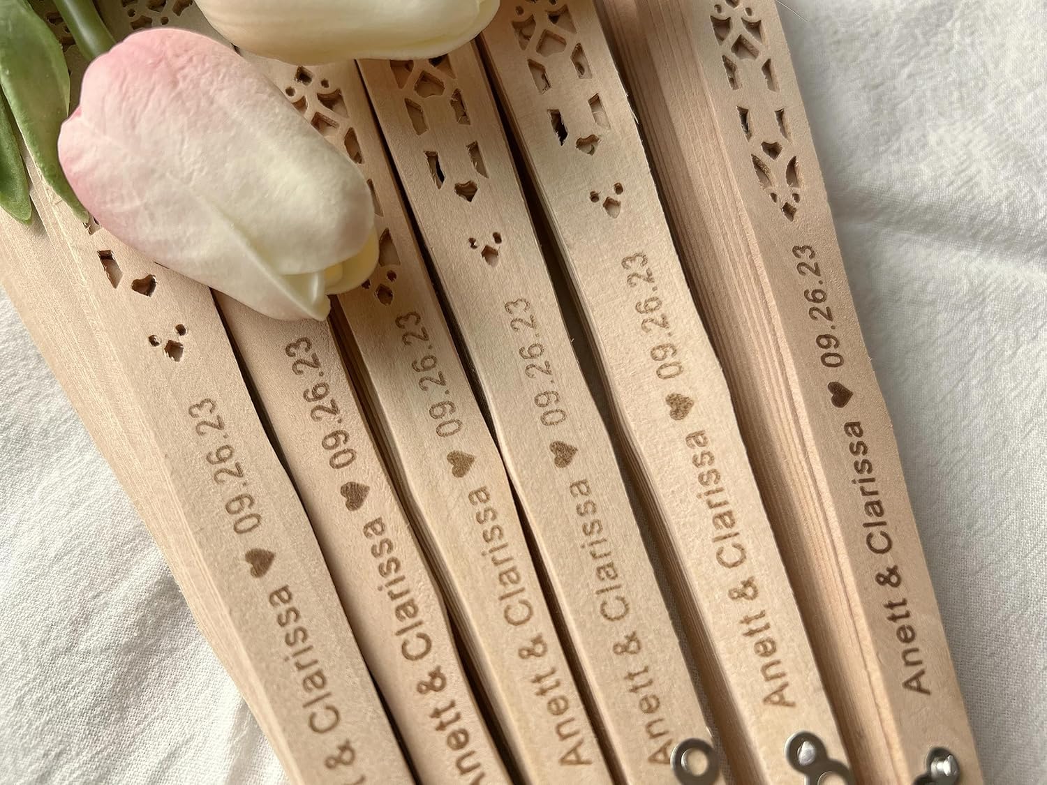 Personalized Wedding Handheld Folding Fans (123 Pcs)- Engraved Summer Wedding Fans, Sandalwood Fans, Custom Wooden Fans Party Favor Bridal Shower
