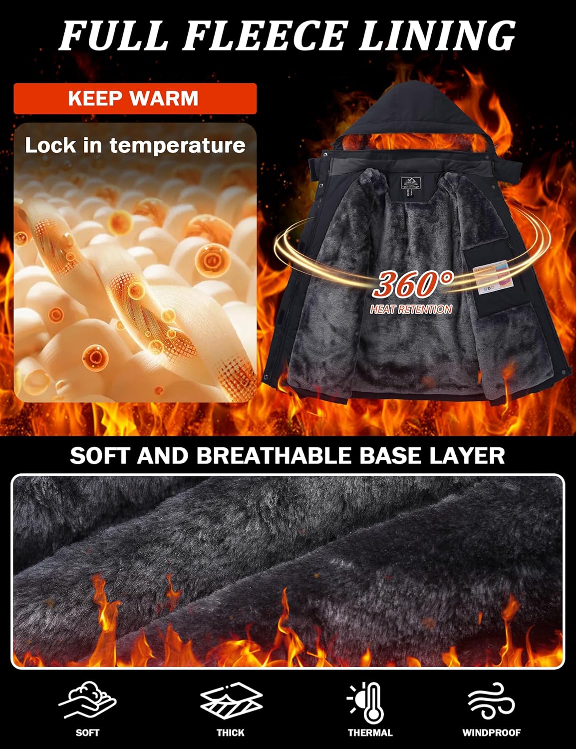 MAGCOMSEN Women's Winter Coats Waterproof Insulated Snow Ski Jacket Hood Fleece Lined Warm Mountain Snowboarding Windbreaker - Image 2