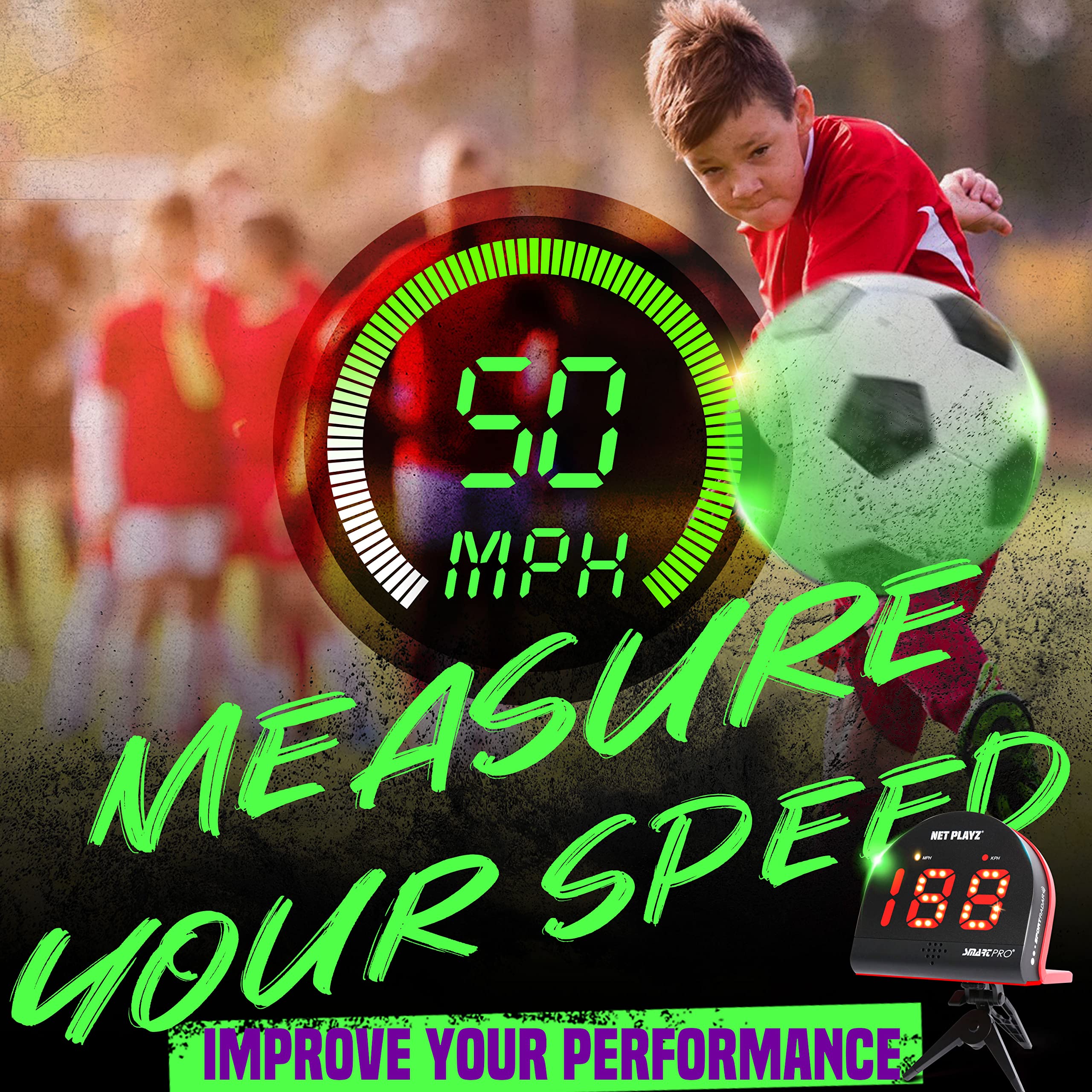 TGU Soccer Speed Radar, Measure Shot Speed Shot-Power Detection, Sport Radar Gun (Hands-Free) Sensors - Gifts for Soccer Players, Coaches & Fans
