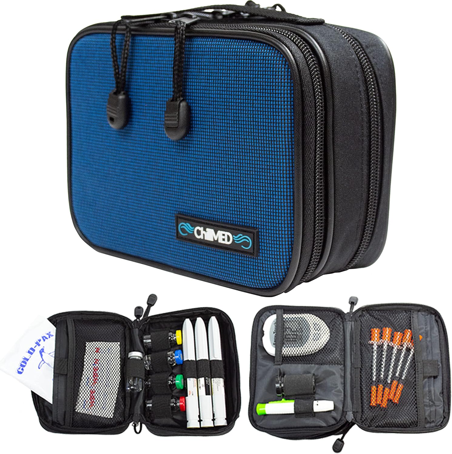 ChillMED Type 1 Daily Diabetes Case - Insulin Cooler Bag for Traveling & Everyday Use -Includes Reusable Ice Pack - 6 to 8 Hours of Cool Time (Blue) : Health & Household