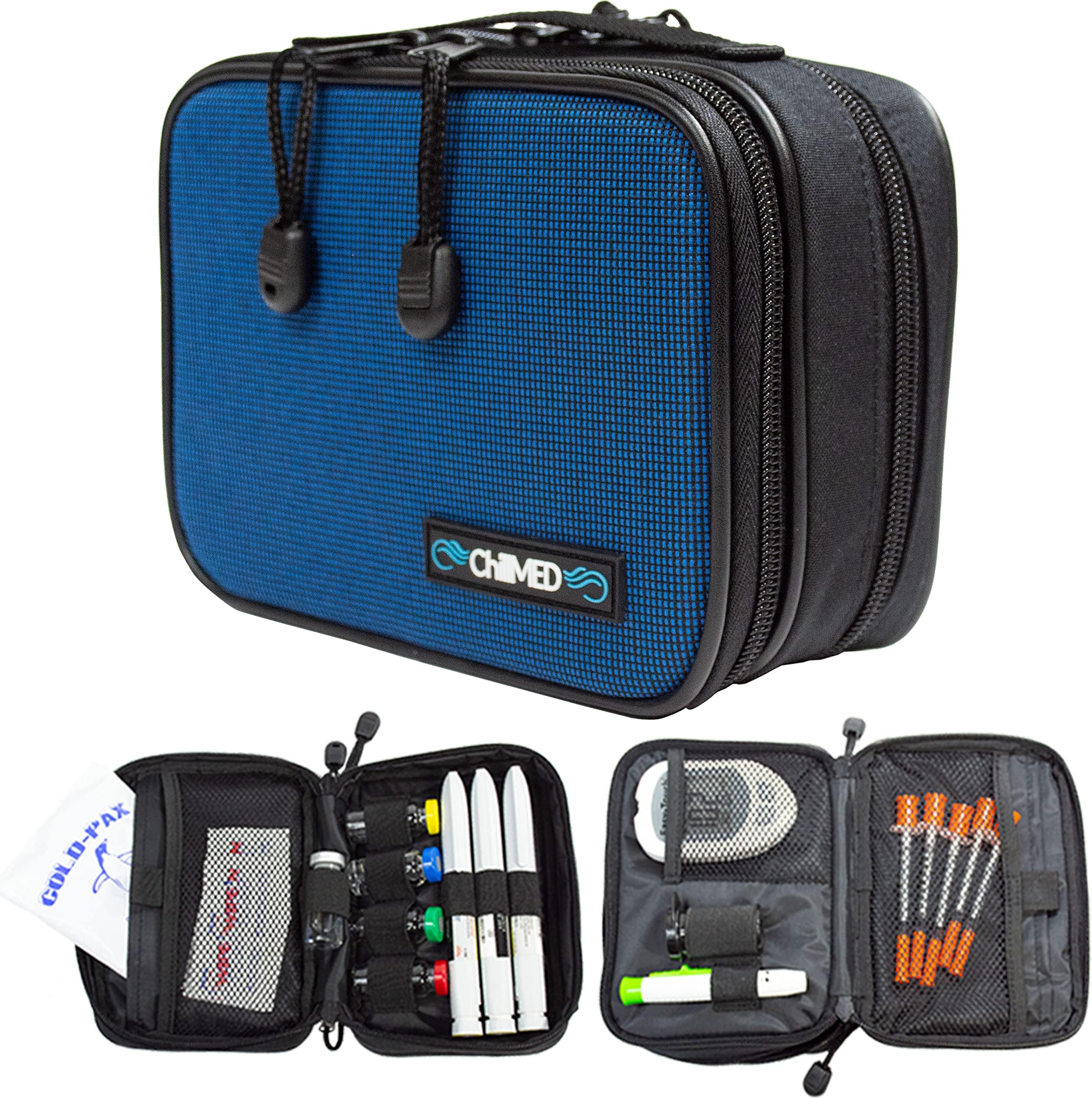 Type 1 Daily Diabetes Case - Insulin Cooler Bag for Traveling & Everyday Use -Includes Reusable Ice Pack - 6 to 8 Hours of Cool Time (Blue)