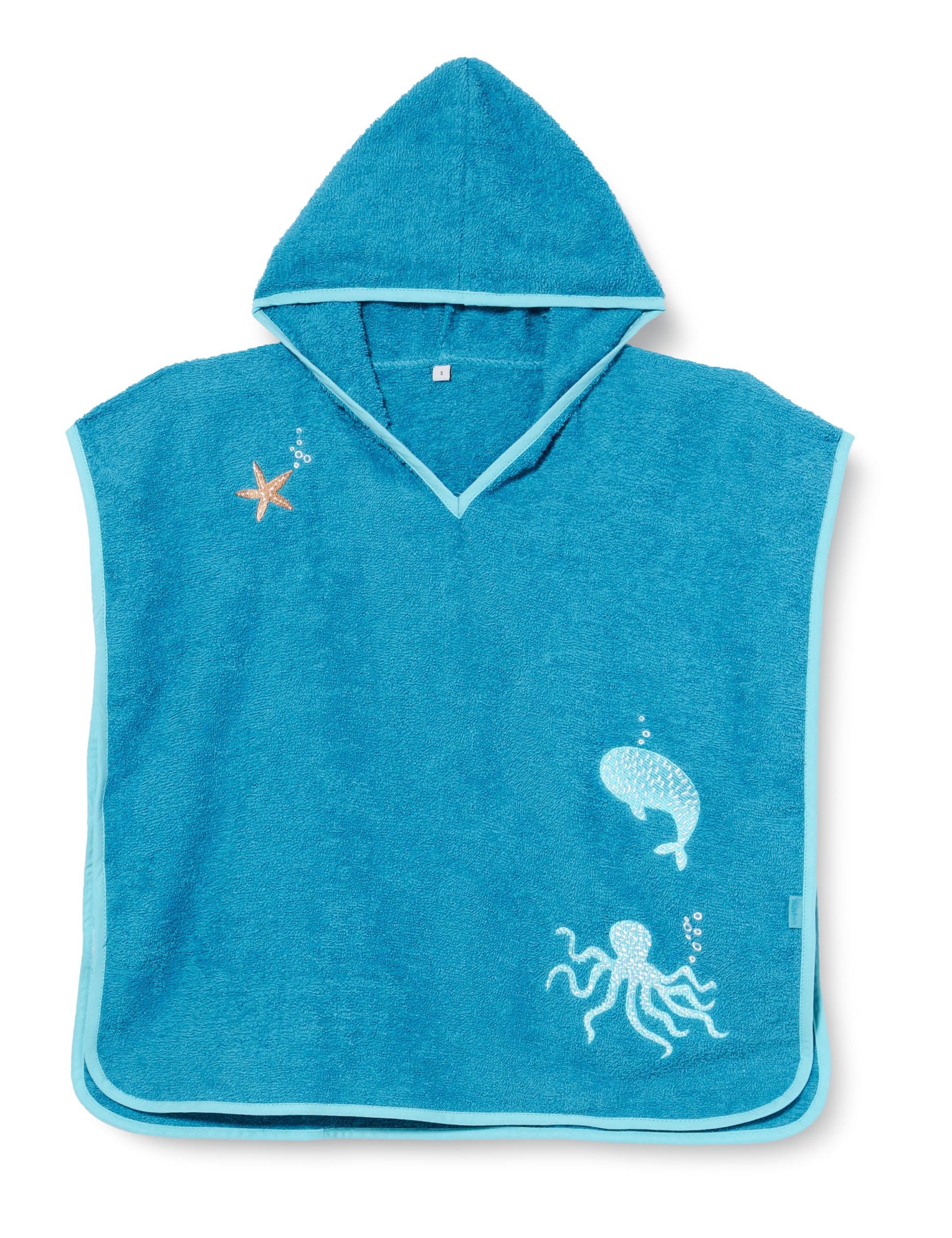 Playshoes Unisex Kinder Frottee-Poncho Bademantel Handtuch, Meerestiere, S (bis ca. 4 Jahre)