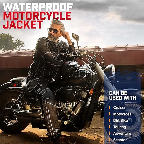 Miniatura 7 de WICKED STOCK Chaqueta de motocicleta para hombre, motociclismo, deportes de potencia, equipo de equitación, motocross, carreras, aventura,