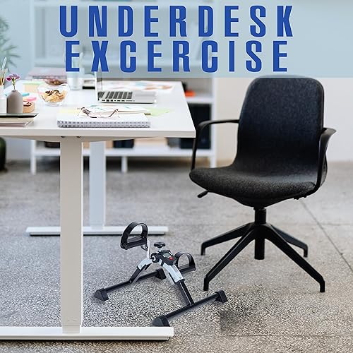 Miniatura 2 de iLiving Ejercitador de pedal para bicicleta debajo del escritorio con pantalla electrónica, equipo plegable totalmente montado, mini bicicleta para