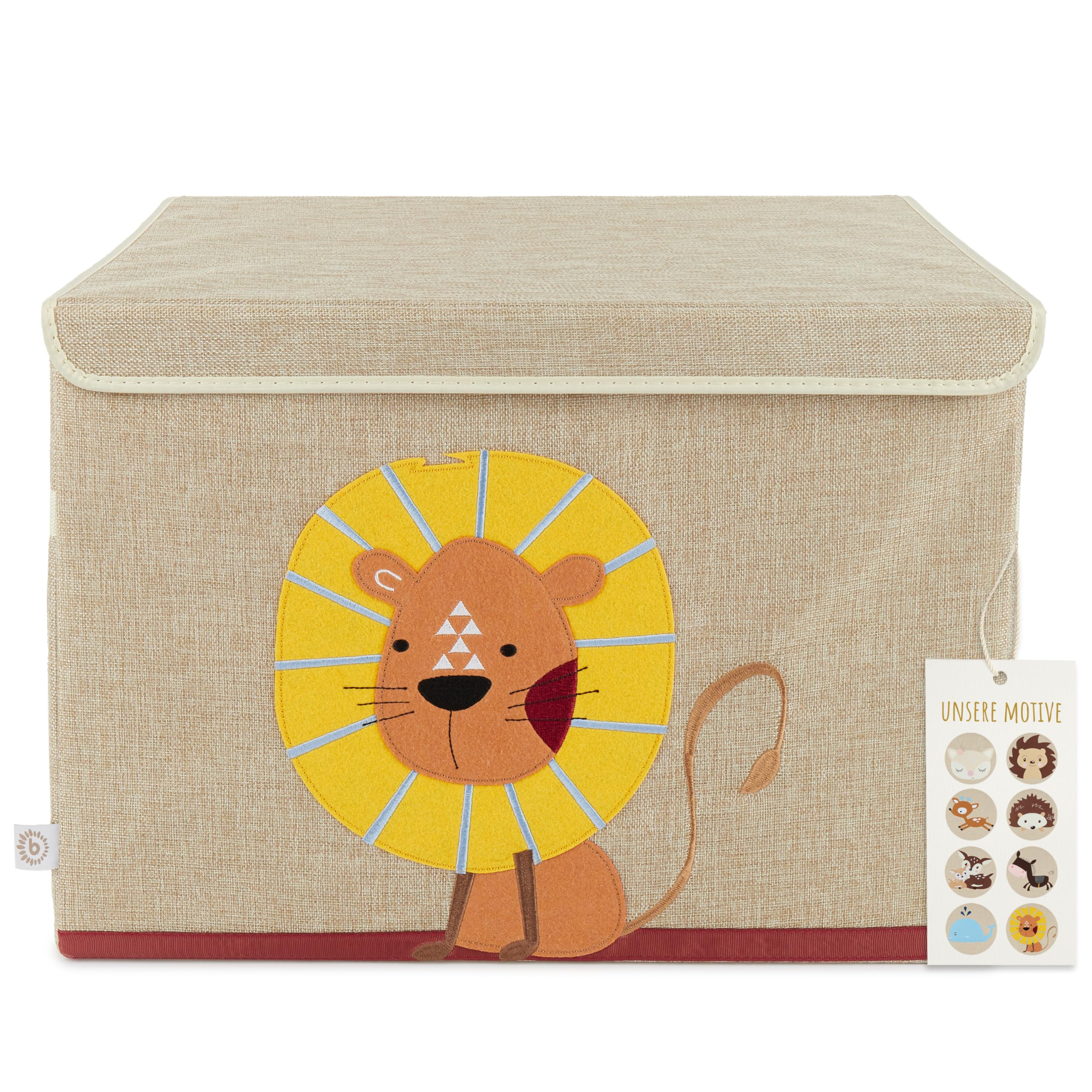 Bieco Löwe Lion Kids Storage Box | Toy Box With Lid | Lego Storage Kids | Chest With Lid Lego Duplo Baby Children's Toys Fabric Toy