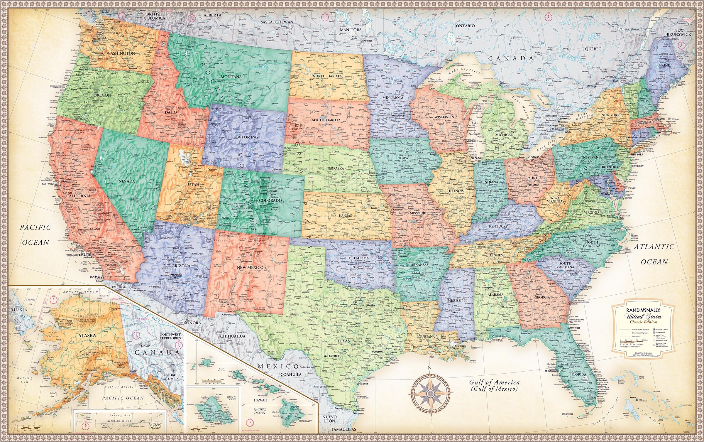 Rand McNally Classic Edition U.S. Wall Map – Laminated Rolled