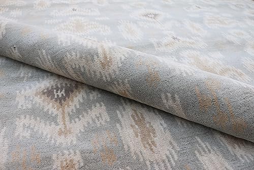 Miniatura 7 de Marchesa - Alfombras y alfombras de lana 100% hechas a mano, estilo oriental tradicional gris (9 x 12)