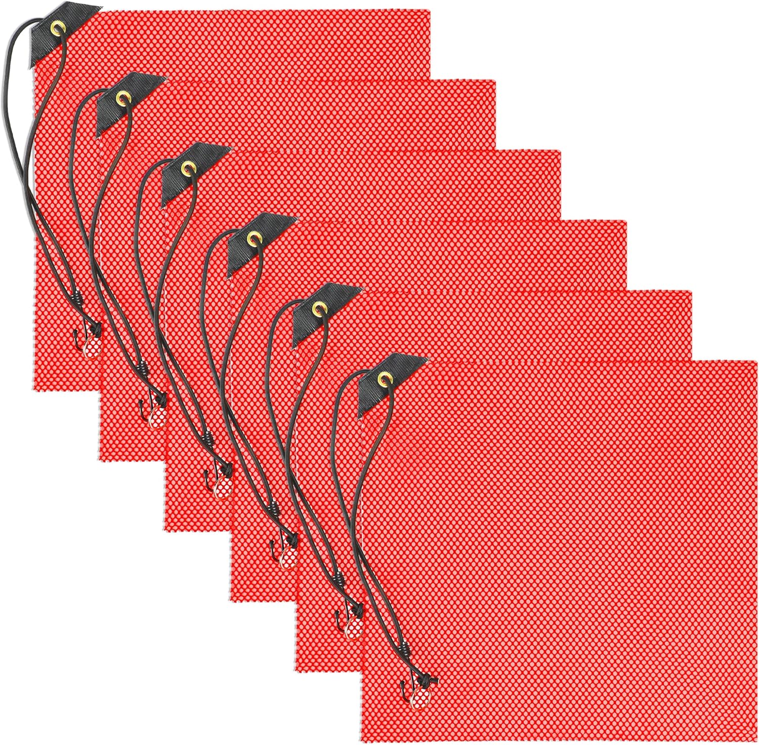 Starry 18.5x18inch Safety Flags for Trucks Mesh Construction Bright Red Flag for Truck Loads with Bungee Cords Durable Warning Oversize Load Signs for Trucks Trailer Car 12Pack