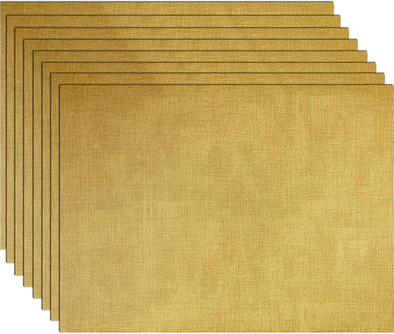 Lot de 4/6/8 sets de table à isolation thermique en cuir synthétique, résistants aux taches, imperméables, faciles à nettoyer et lavables pour table de cuisine et de salle à manger (jaune, lot de 8)