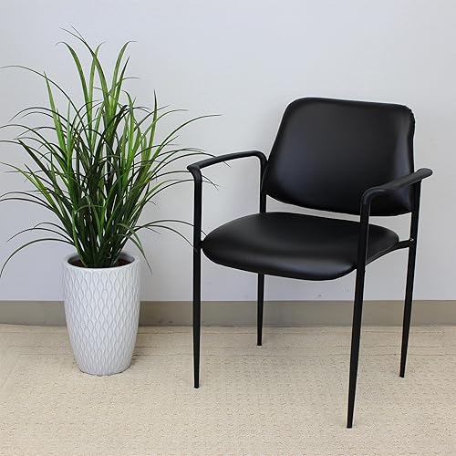 Miniatura 3 de Boss Office Products Caressoft Dimond - Silla apilable con brazos en color negro