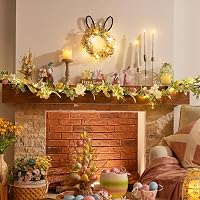 Valery Madelyn 40cm Húsvéti Koszorú LED Világítással, Nyúl Alakú Ajtódísz Tojásokkal 3
