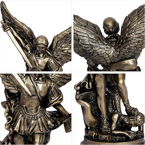 Miniatura 5 de Estatua de San Miguel Arcangel de 12 pulgadas, estatua de San Miguel, estatua de San Miguel, estatua derrotada de Lucifer pisotea, resina de