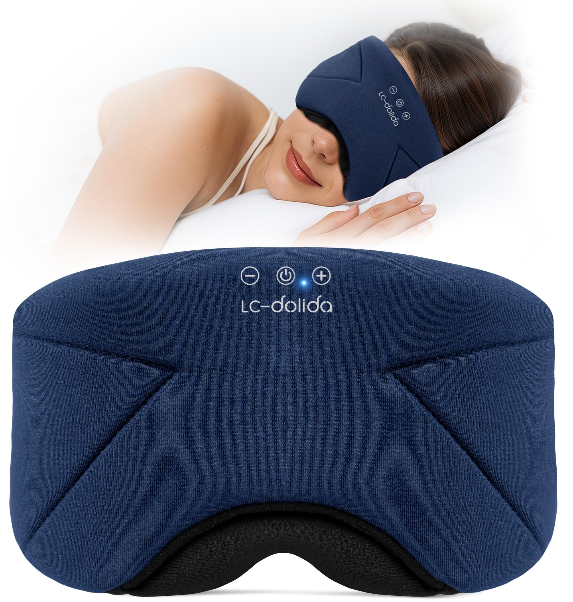 Sleep Mask with Headphones Bluetooth 5.4, LC-dolida Wireless Music Eye Mask for Sleeping Headphones with Soft Bamboo Cotton Cooling Breathable,