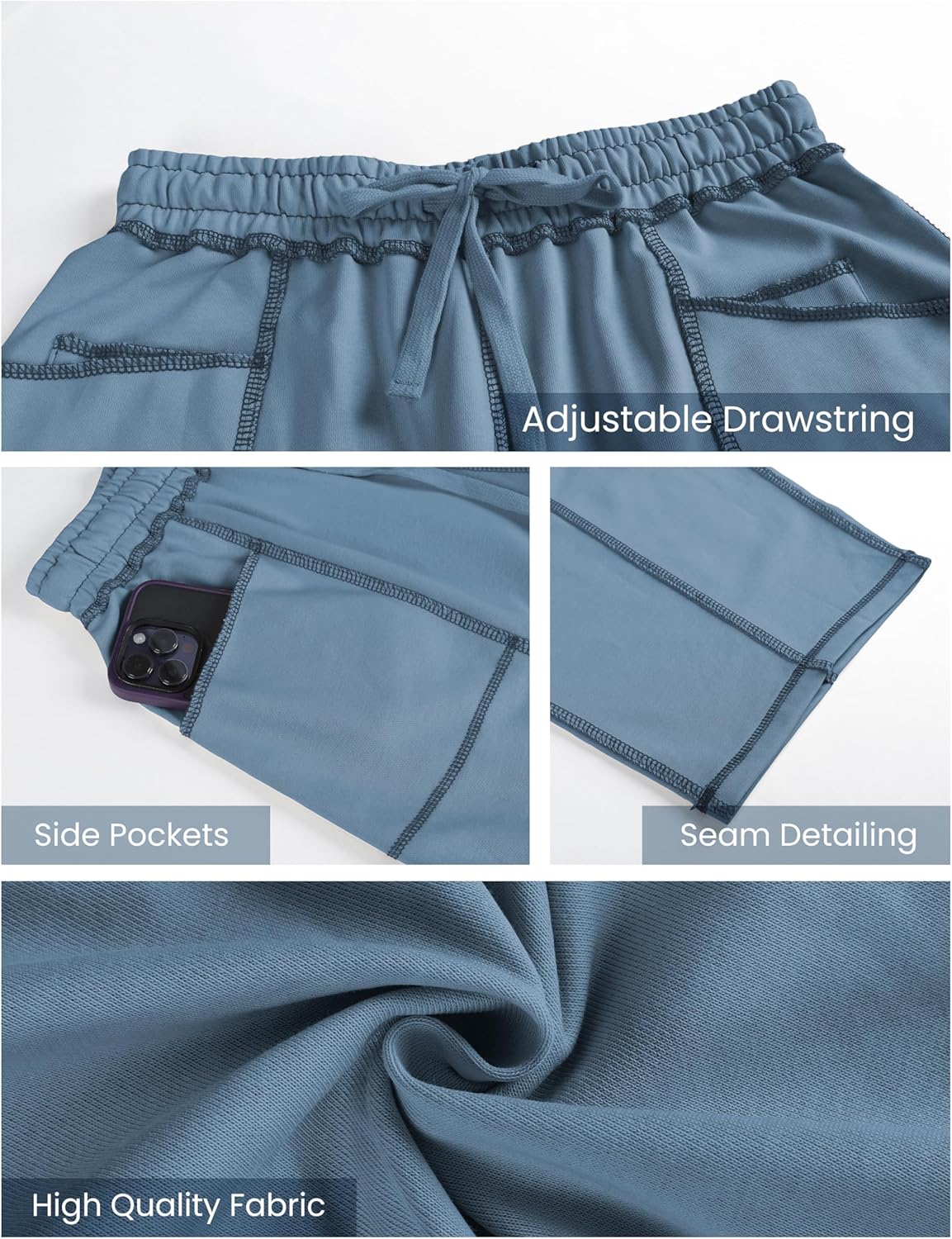 Athlisan Womens Baggy Barrel Pants Wide Leg Lounge Drawstring Sweatpants with Pockets - Image 6