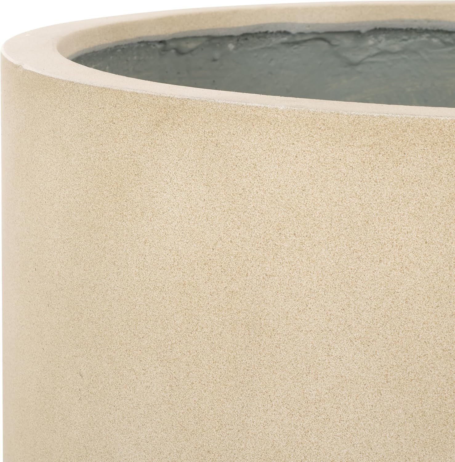 SAFAVIEH Outdoor Collection Alia Modern Beige Concrete Ficonstone Round Planter Pot