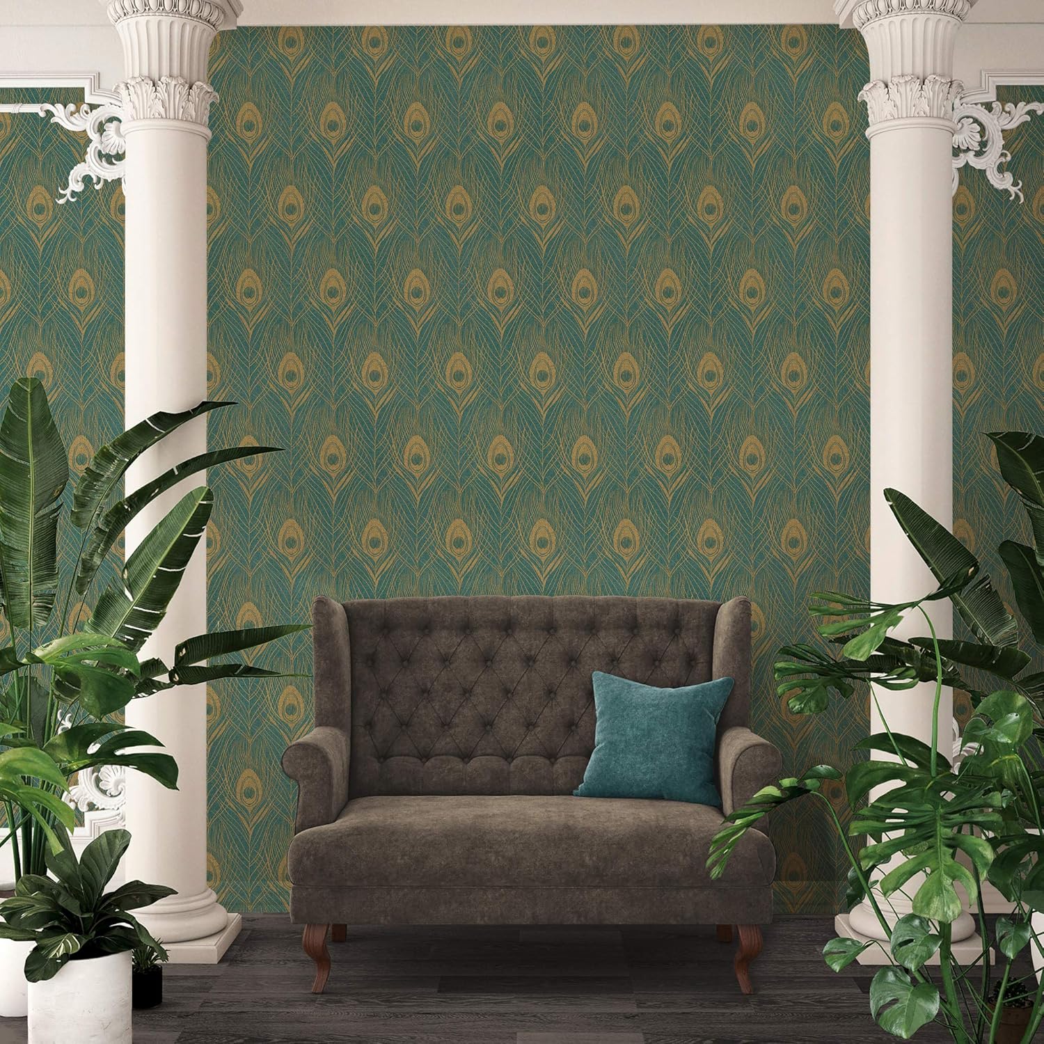 Architects Paper, Metallic, Green, Brown, 10.05 m x 0.53 m