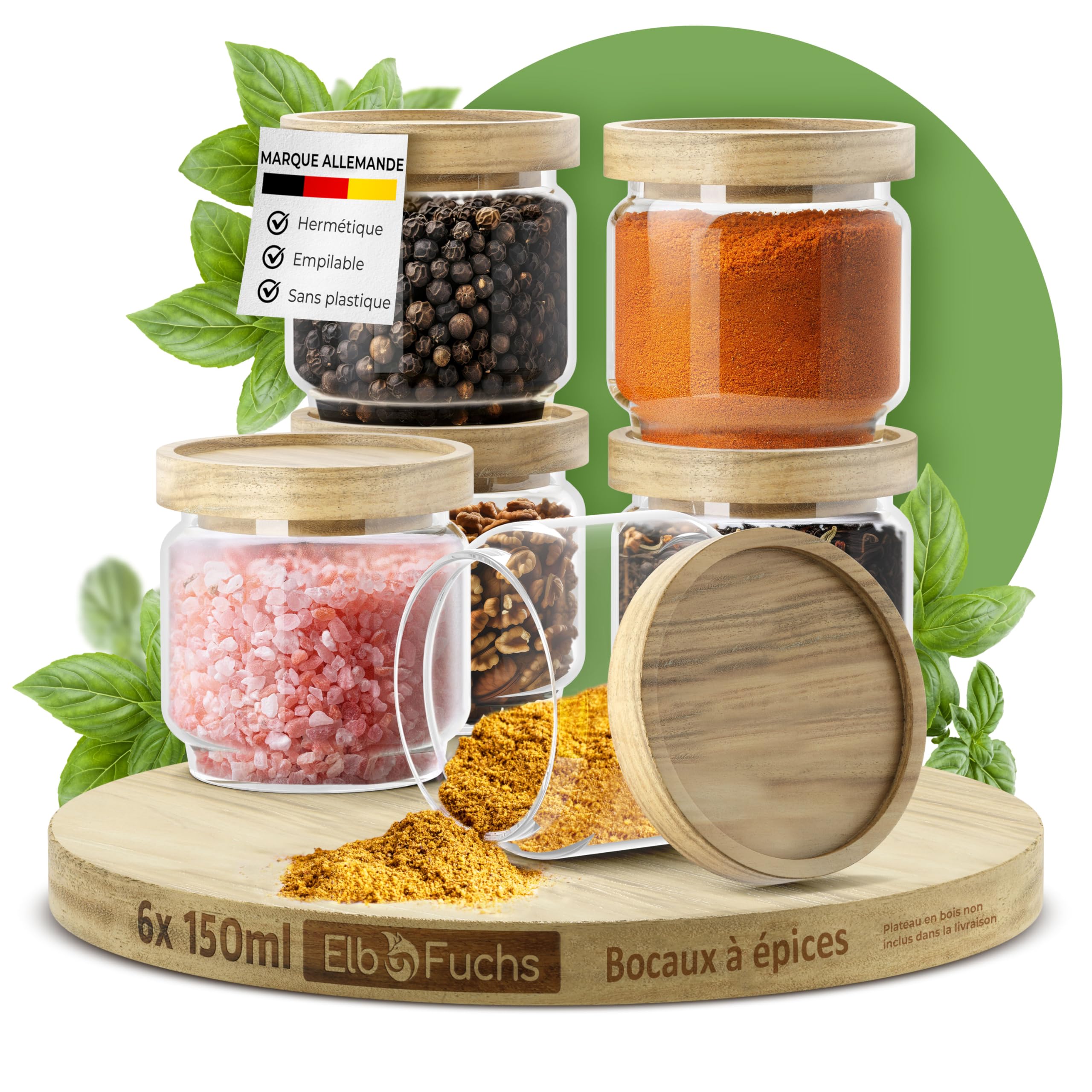 Bocaux à épices hermétiques 150ml pots en verre sans BPA pour herbes et condiments