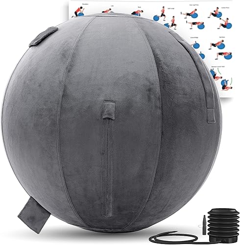 Miniatura 45 de Husband Pillow Pelota de ejercicio, cubierta con bomba para yoga, pilates, estabilidad de equilibrio de fitness, asiento de silla de pelota de