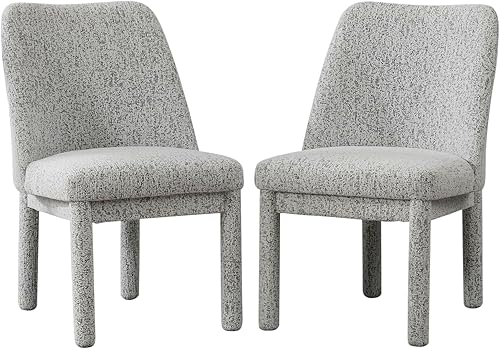 Miniatura 8 de Modern Chenille Accent Chairs, Set of 4 Minimalist Upholstered Armless Chairs with High Curved Back, Solid Wood Legs for Dining Room, Kitchen, Desk,