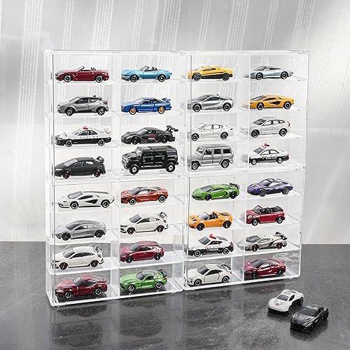 Miniatura 6 de KASTUN Vitrina para 32 Hot Wheels, Matchbox Cars, vitrina de montaje en pared, estuche de almacenamiento transparente para automóviles 164 fundidos