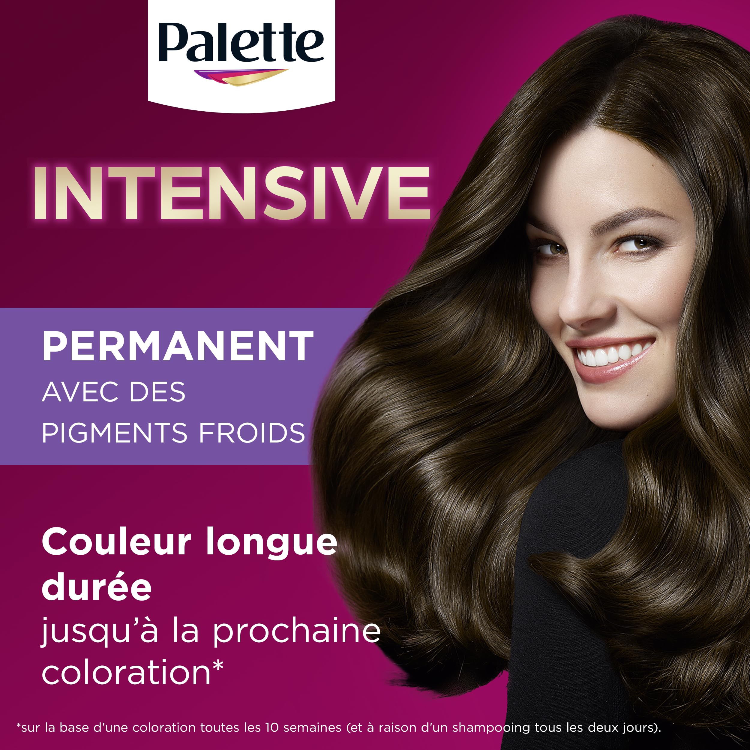 Palette, Palette, coloration permanente creme soin, couverture 100% cheveux blancs, couleur longue duree jusqu’a la prochaine coloration, 4.65 (700) chatain chocolat