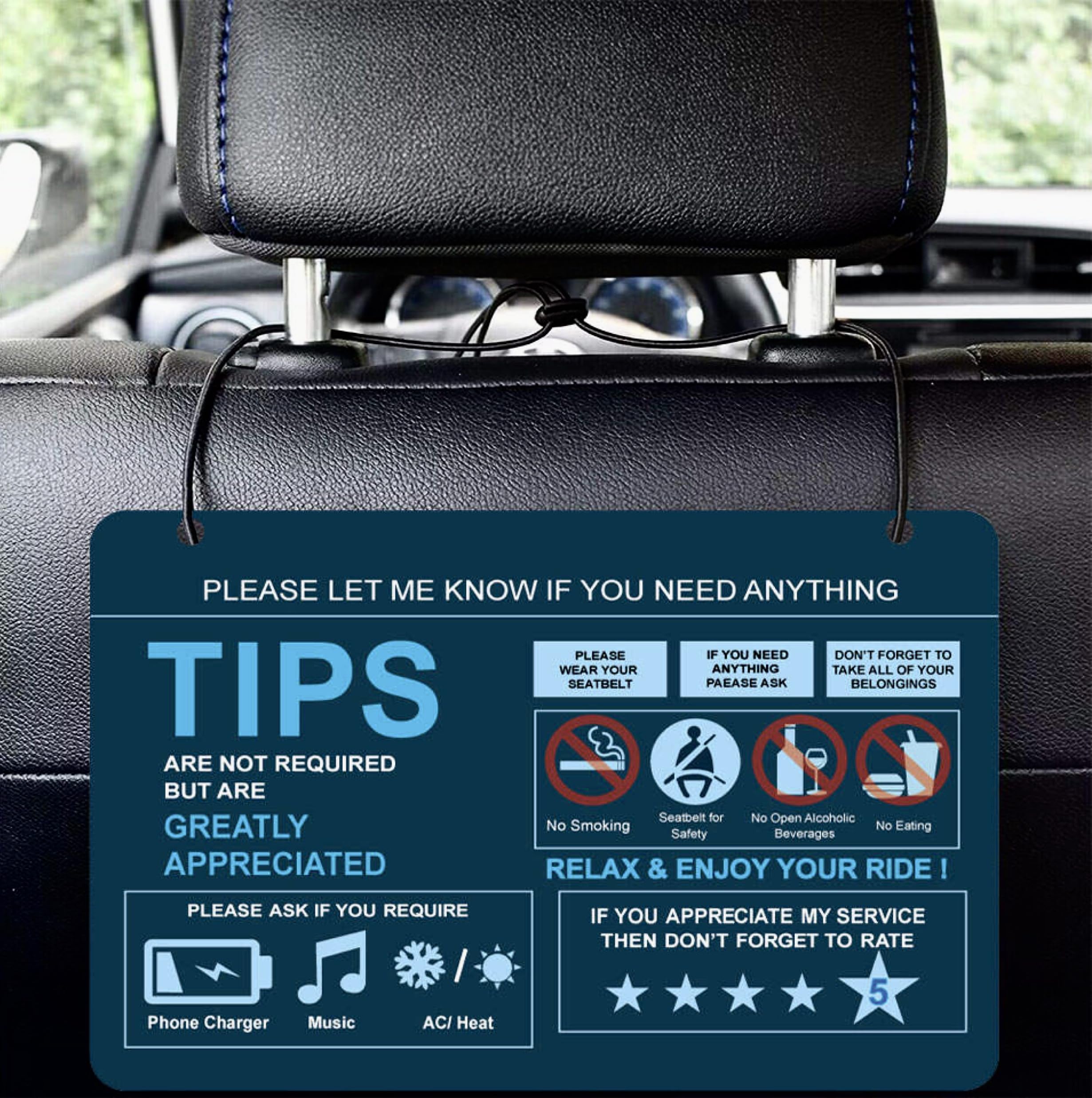 Pack Rideshare Tip Ratings Safety Signs Compatible With Lyft
