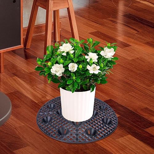 Miniatura 5 de Paquete de 6 elevadores grandes de 15 pulgadas para macetas, soportes resistentes para plantas, platillo para evitar la pudrición y daños en patio y