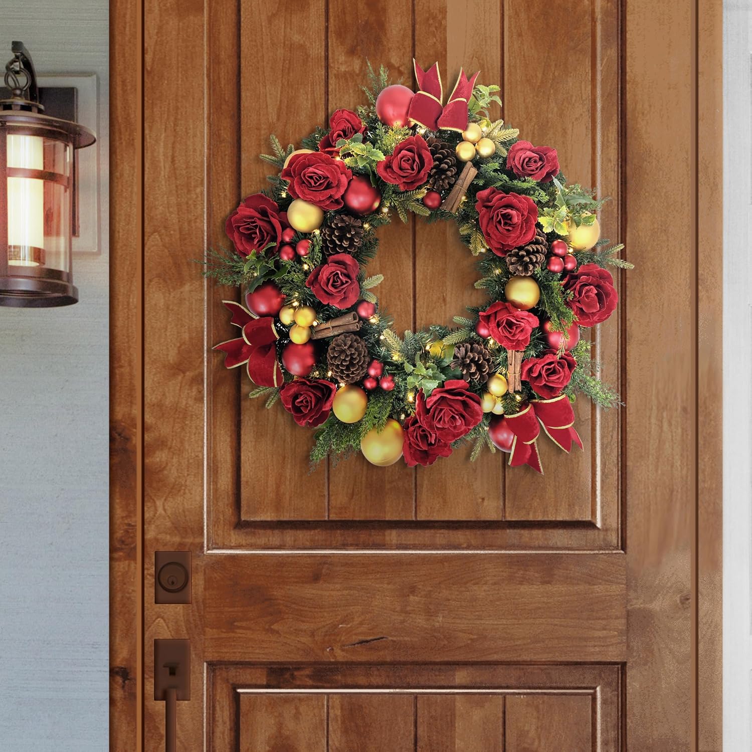 Puleo International 26" Pre-Lit Artificial Adorned Christmas Wreath