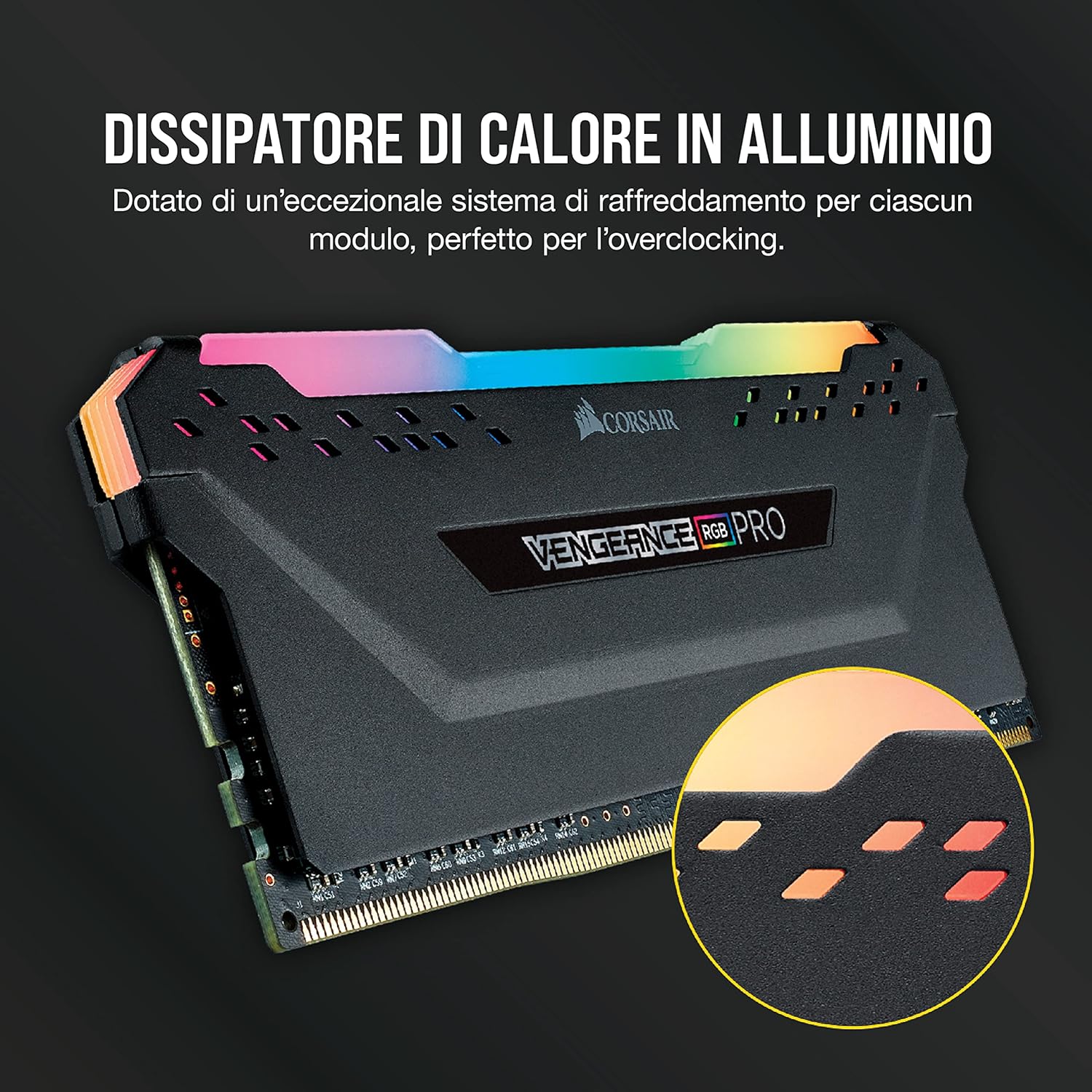 Kit di Memoria RAM Vengeance RGB PRO 32 GB DDR4 3200MHz C16 XMP 2.0 con Illuminazione RGB LED - RAM - Immagine 4